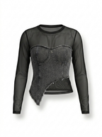 Blusa Mezclilla con Mesh