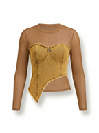 Blusa Mezclilla con Mesh
