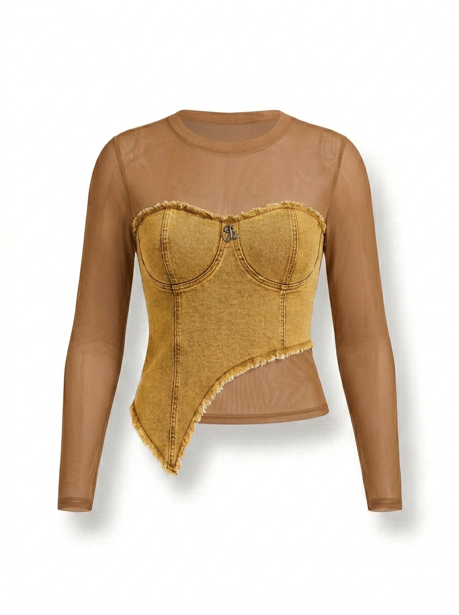 Blusa Mezclilla con Mesh