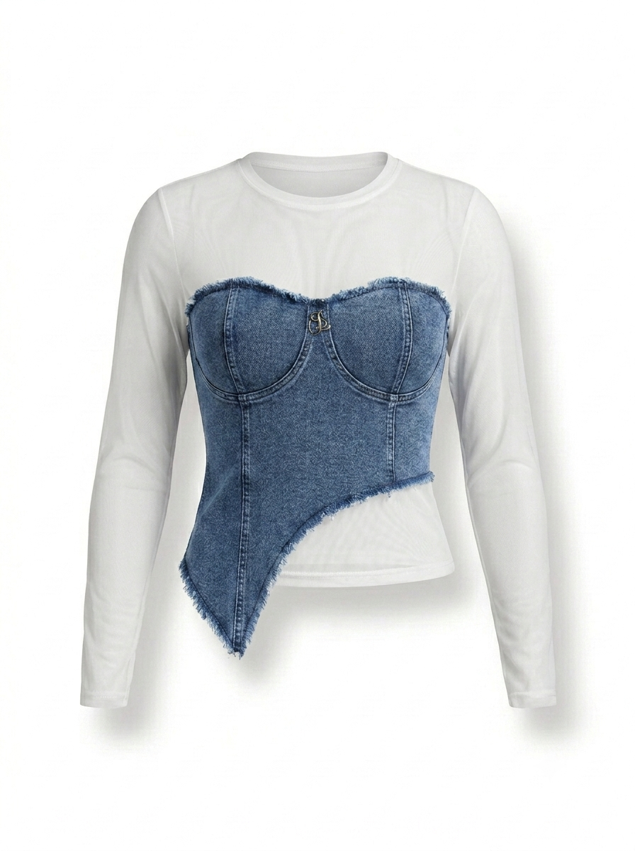 Blusa Mezclilla con Mesh