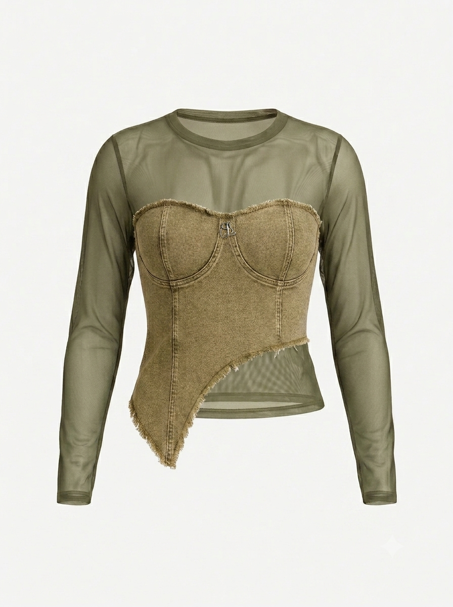 Blusa Mezclilla con Mesh